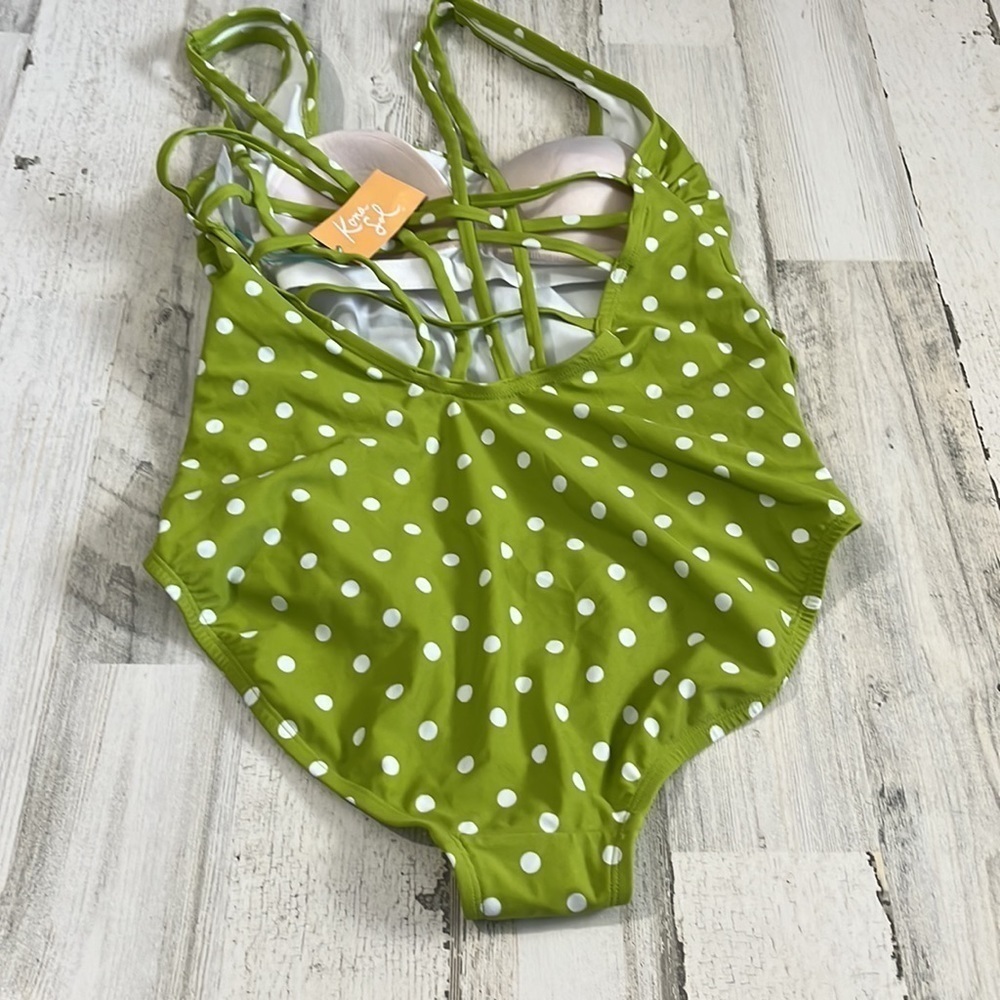 Kona Sol Green Polka Dot Swimsuit Size L. NWT - Picture 5 of 8